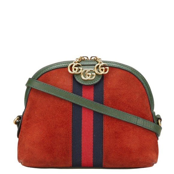 Gucci Crossbody Orange Ophidia Suede Green Leather Sherry - Picture 1 of 8